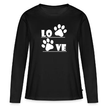 Chien chien - T-shirt manches longues Premium bio Femme - noir - Devant - Julia (174cm)