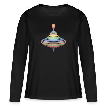 Retour au début - T-shirt manches longues Premium bio Femme - noir - Devant - Julia (174cm)