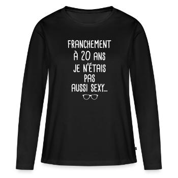 50 ans cadeau d anniversaire décennie - T-shirt manches longues Premium bio Femme - noir - Devant - Julia (174cm)