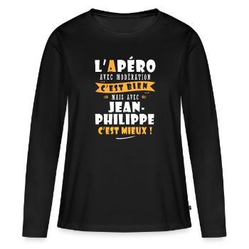 Jean-Philippe Cadeau Humour jean philippe - T-shirt manches longues Premium bio Femme - noir - Devant - Julia (174cm)