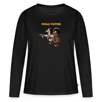poule fiction - T-shirt manches longues Premium bio Femme - noir - Devant - Julia (174cm)