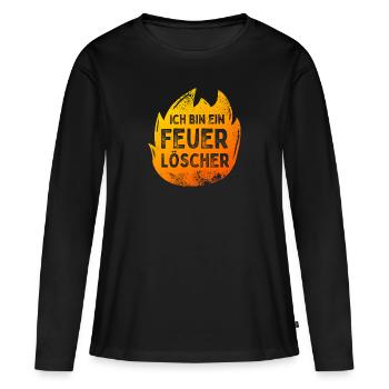 Motif des pompiers: "Je suis un extincteur" - T-shirt manches longues Premium bio Femme - noir - Devant - Julia (174cm)