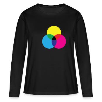 CMYK Cyan Magenta Yellow Farben Kunst Geschenkidee - Frauen Premium Bio Langarmshirt - Schwarz - Vorne - Julia (174cm)