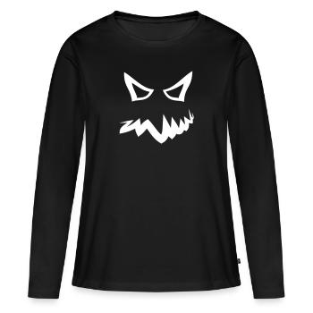 visage maléfique visage cadeau visage halloween mal - T-shirt manches longues Premium bio Femme - noir - Devant - Julia (174cm)