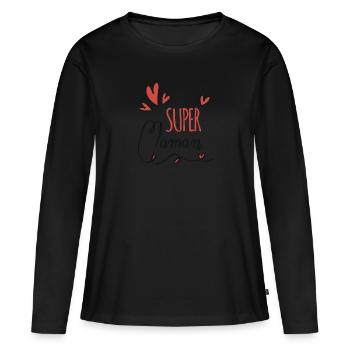 Super maman - T-shirt manches longues Premium bio Femme - noir - Devant - Julia (174cm)