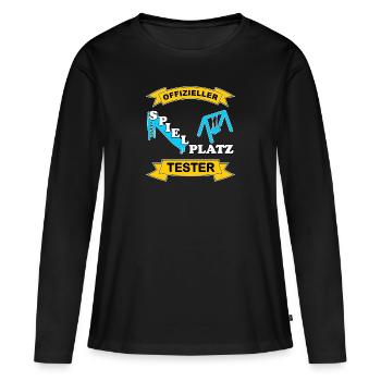 Spielplatz Tester - Frauen Premium Bio Langarmshirt - Schwarz - Vorne - Julia (174cm)