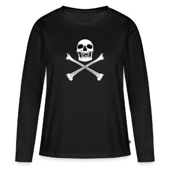 DRAPEAU PIRATE - T-shirt manches longues Premium bio Femme - noir - Devant - Julia (174cm)