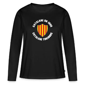 Catalane toujours - T-shirt manches longues Premium bio Femme - noir - Devant - Julia (174cm)