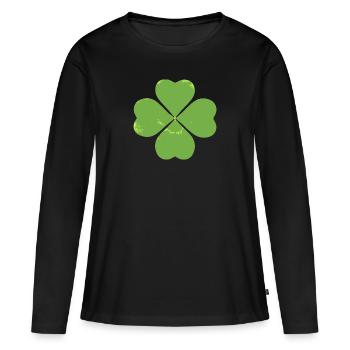 Lucky clover - Women's Premium Organic Long Sleeve Shirt - black - Front - Julia (174cm)