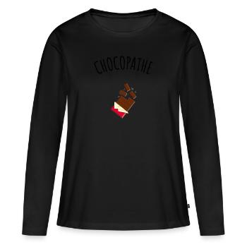 Chocopathe, humour gourmand chocolat - T-shirt manches longues Premium bio Femme - noir - Devant - Julia (174cm)
