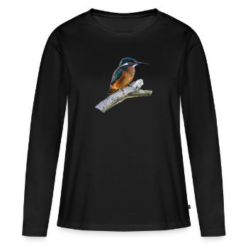 Martin-martin sur la branche - T-shirt manches longues Premium bio Femme - noir - Devant - Julia (174cm)