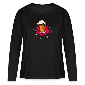 beer explosion bubble star foam alcohol binouze - Women's Premium Organic Long Sleeve Shirt - black - Front - Julia (174cm)
