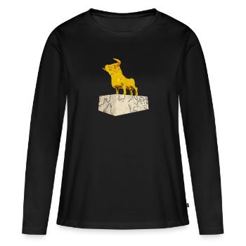 Veau doré - T-shirt manches longues Premium bio Femme - noir - Devant - Julia (174cm)