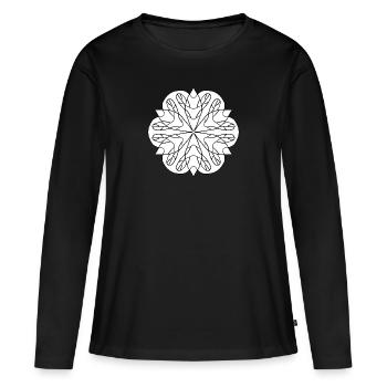 Indiens Mandala décor à peindre - T-shirt manches longues Premium bio Femme - noir - Devant - Julia (174cm)
