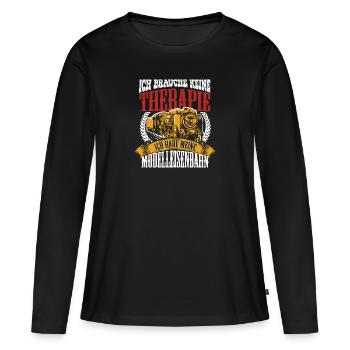 Modelleisenbahn Geschenk für Modelleisenbahner - Frauen Premium Bio Langarmshirt - Schwarz - Vorne - Julia (174cm)
