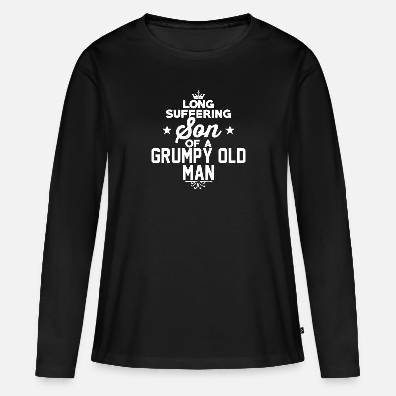 grumpy old man - Frauen Premium Bio Langarmshirt - Schwarz