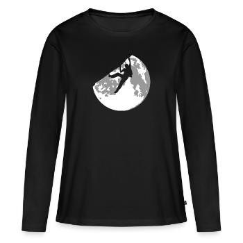 pleine lune et escalade - T-shirt manches longues Premium bio Femme - noir - Devant - Julia (174cm)