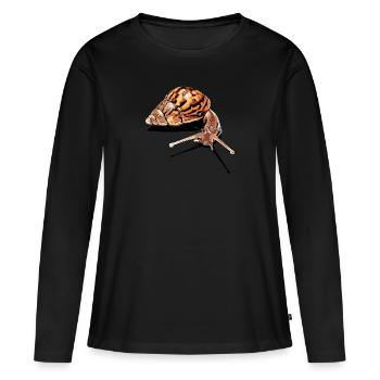 escargot - escargot - T-shirt manches longues Premium bio Femme - noir - Devant - Julia (174cm)