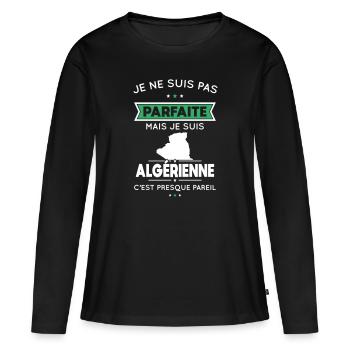 Je ne suis pas parfaite mais je suis Algérienne - T-shirt manches longues Premium bio Femme - noir - Devant - Julia (174cm)