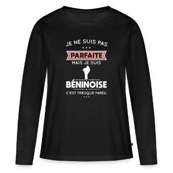Je ne suis pas parfaite mais je suis Béninoise - T-shirt manches longues Premium bio Femme - noir - Devant - Julia (174cm)