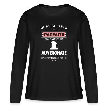 Je ne suis pas parfaite mais je suis Auvergnate - T-shirt manches longues Premium bio Femme - noir - Devant - Julia (174cm)