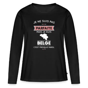 Je ne suis pas parfaite mais je suis Belge - T-shirt manches longues Premium bio Femme - noir - Devant - Julia (174cm)