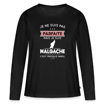 Je ne suis pas parfaite mais je suis Malgache - T-shirt manches longues Premium bio Femme - noir - Devant - Julia (174cm)