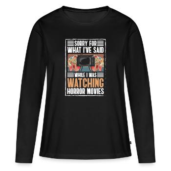 Filmliebhaber Leinwand Kinoabend Hollywood - Frauen Premium Bio Langarmshirt - Schwarz - Vorne - Julia (174cm)