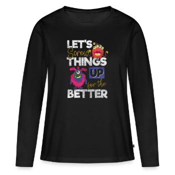 Les monstres effraient terriblement mignons - T-shirt manches longues Premium bio Femme - noir - Devant - Julia (174cm)