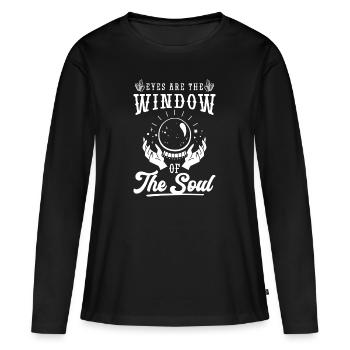 Rêver, souhaiter le bonheur - T-shirt manches longues Premium bio Femme - noir - Devant - Julia (174cm)