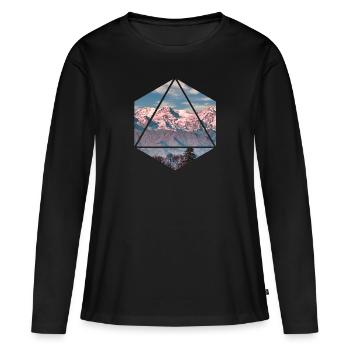 Geometric Alpine Panorama Alps Mountains - Women's Premium Organic Long Sleeve Shirt - black - Front - Julia (174cm)