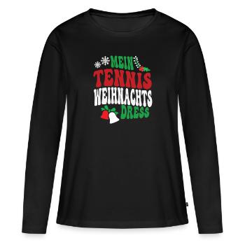 Weihnachten Tennis Spielerin Tennisspielerin XMAS - Frauen Premium Bio Langarmshirt - Schwarz - Vorne - Julia (174cm)