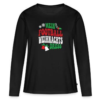 Weihnachten Football Spielerin Footballspielerin - Frauen Premium Bio Langarmshirt - Schwarz - Vorne - Julia (174cm)