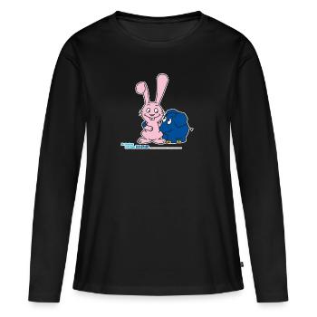 Der Elefant und der Hase - Frauen Premium Bio Langarmshirt - Schwarz - Vorne - Julia (174cm)