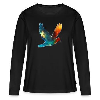 Space bird, cosmos, universe, space, galaxy - T-shirt manches longues Premium bio Femme - noir - Devant - Julia (174cm)