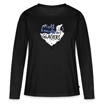 faire fondre les cœurs pas les glaciers - T-shirt manches longues Premium bio Femme - noir - Devant - Julia (174cm)