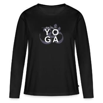 Focus On Yoga - Women's Premium Organic Long Sleeve Shirt - black - Front - Julia (174cm)