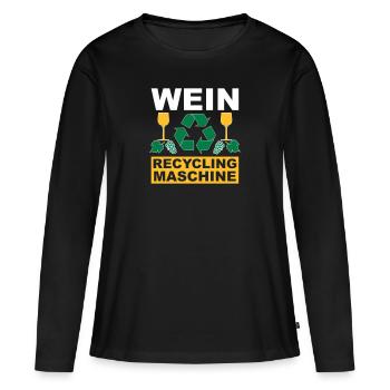 Wein - Frauen Premium Bio Langarmshirt - Schwarz - Vorne - Julia (174cm)