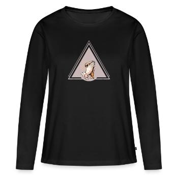 Priez pour la pizza - T-shirt manches longues Premium bio Femme - noir - Devant - Julia (174cm)