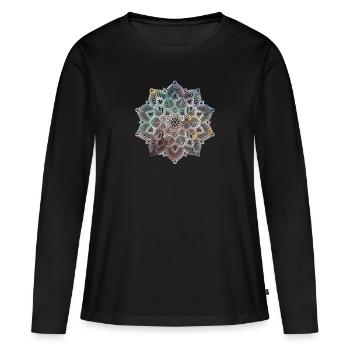 Mandala - T-shirt manches longues Premium bio Femme - noir - Devant - Julia (174cm)