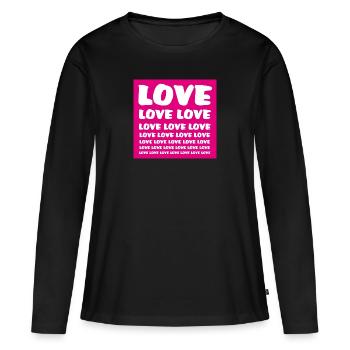 Love Love Love Amour Amour Amour Love Love Love Love Love - T-shirt manches longues Premium bio Femme - noir - Devant - Julia (174cm)