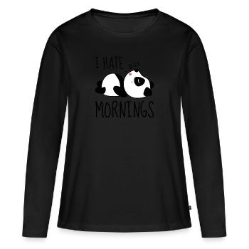 I HATE MORNING - T-shirt manches longues Premium bio Femme - noir - Devant - Julia (174cm)