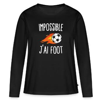 Impossible j'ai foot - T-shirt manches longues Premium bio Femme - noir - Devant - Julia (174cm)