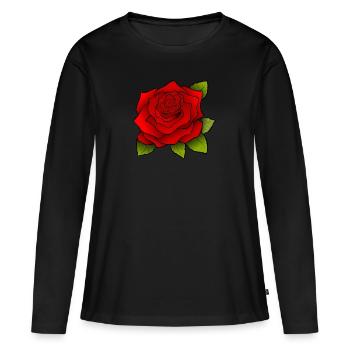 Rote Rose - Frauen Premium Bio Langarmshirt - Schwarz - Vorne - Julia (174cm)