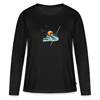 vague - T-shirt manches longues Premium bio Femme - noir - Devant - Julia (174cm)