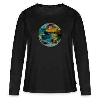 Planète terre - T-shirt manches longues Premium bio Femme - noir - Devant - Julia (174cm)