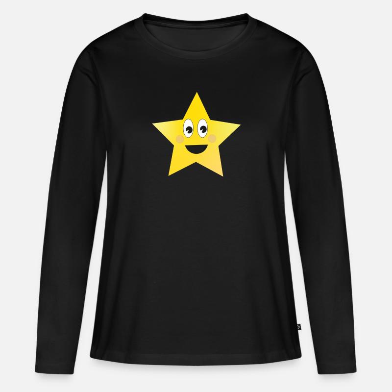 Stern - Frauen Premium Bio Langarmshirt - Schwarz