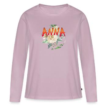 Anna - T-shirt manches longues Premium bio Femme - rose poudré - Devant - Julia (174cm)