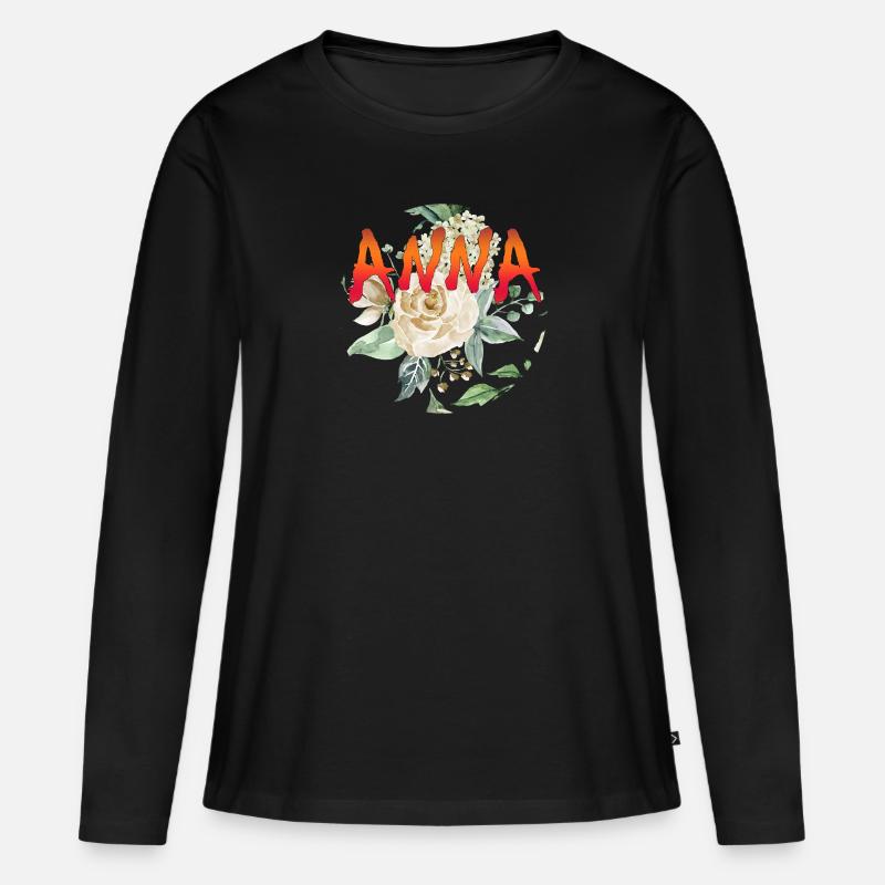 Anna - Frauen Premium Bio Langarmshirt - Schwarz