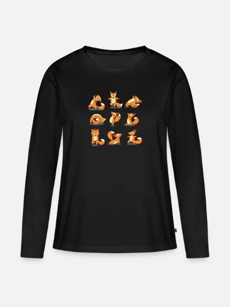 foxes yoga - Frauen Premium Bio Langarmshirt - Schwarz